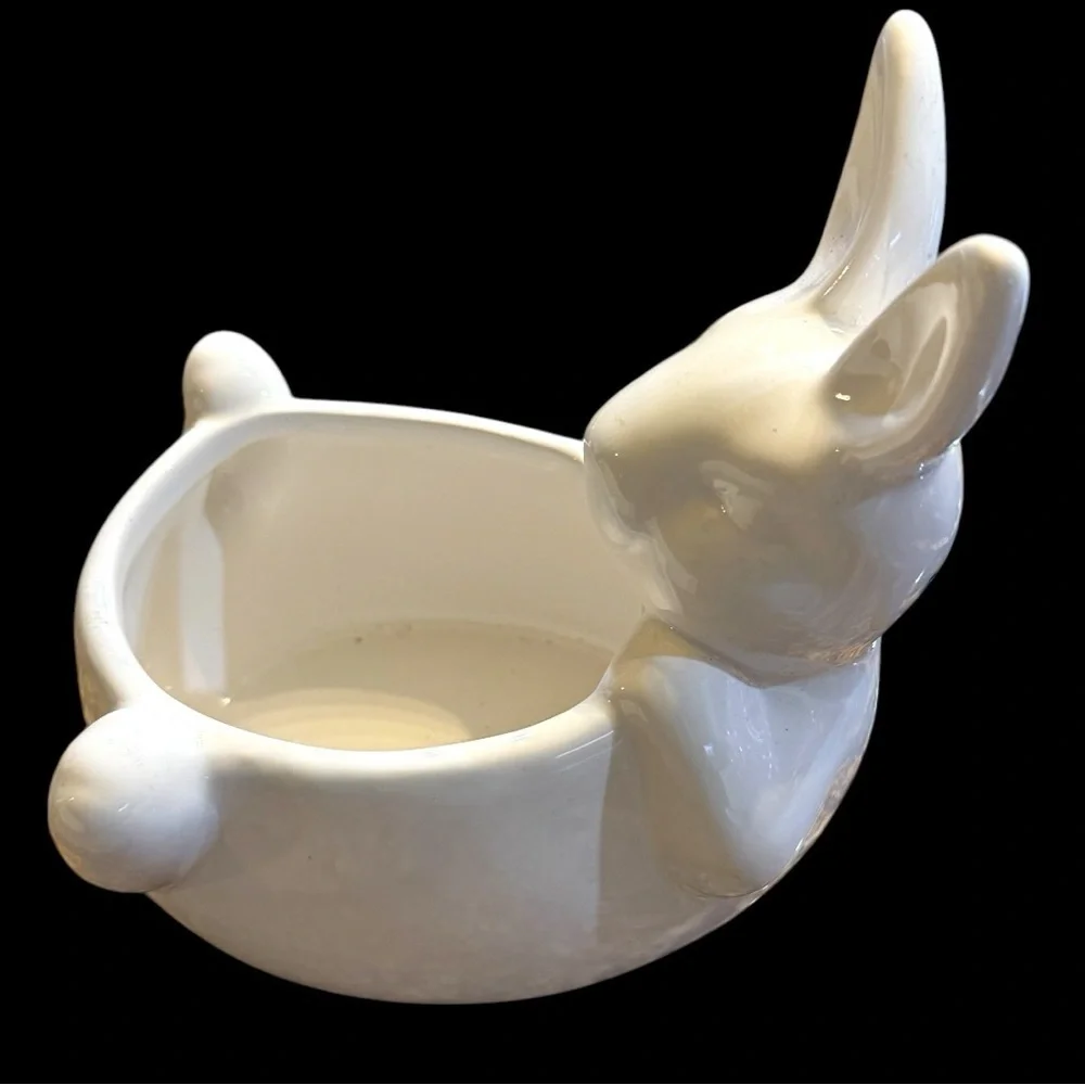 White Ceramic Bunny Decorative Bowl candy dish